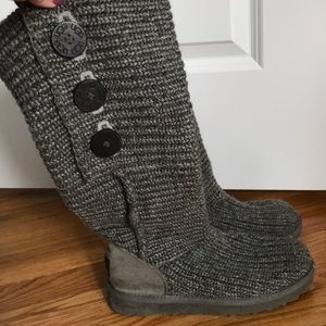 Grey Knitted Tall UGG Boots